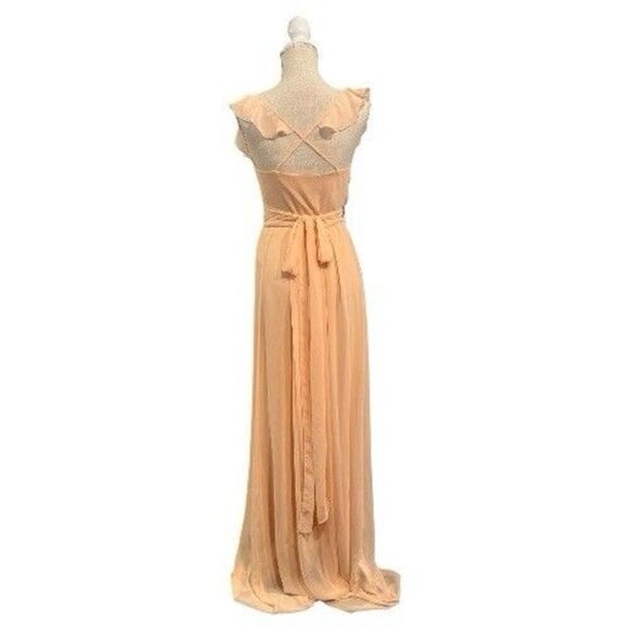 Ceremony by Joanna August Lacy Ruffle Trim Wrap Chiffon Gown Dress Size XS - Picture 2 of 13